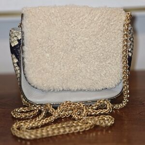 Sam Edelman Shearling And Snakeskin Crossbody Bag